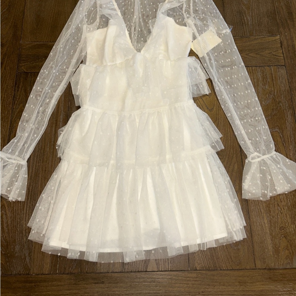 Tularosa White Sheer Mini Dress